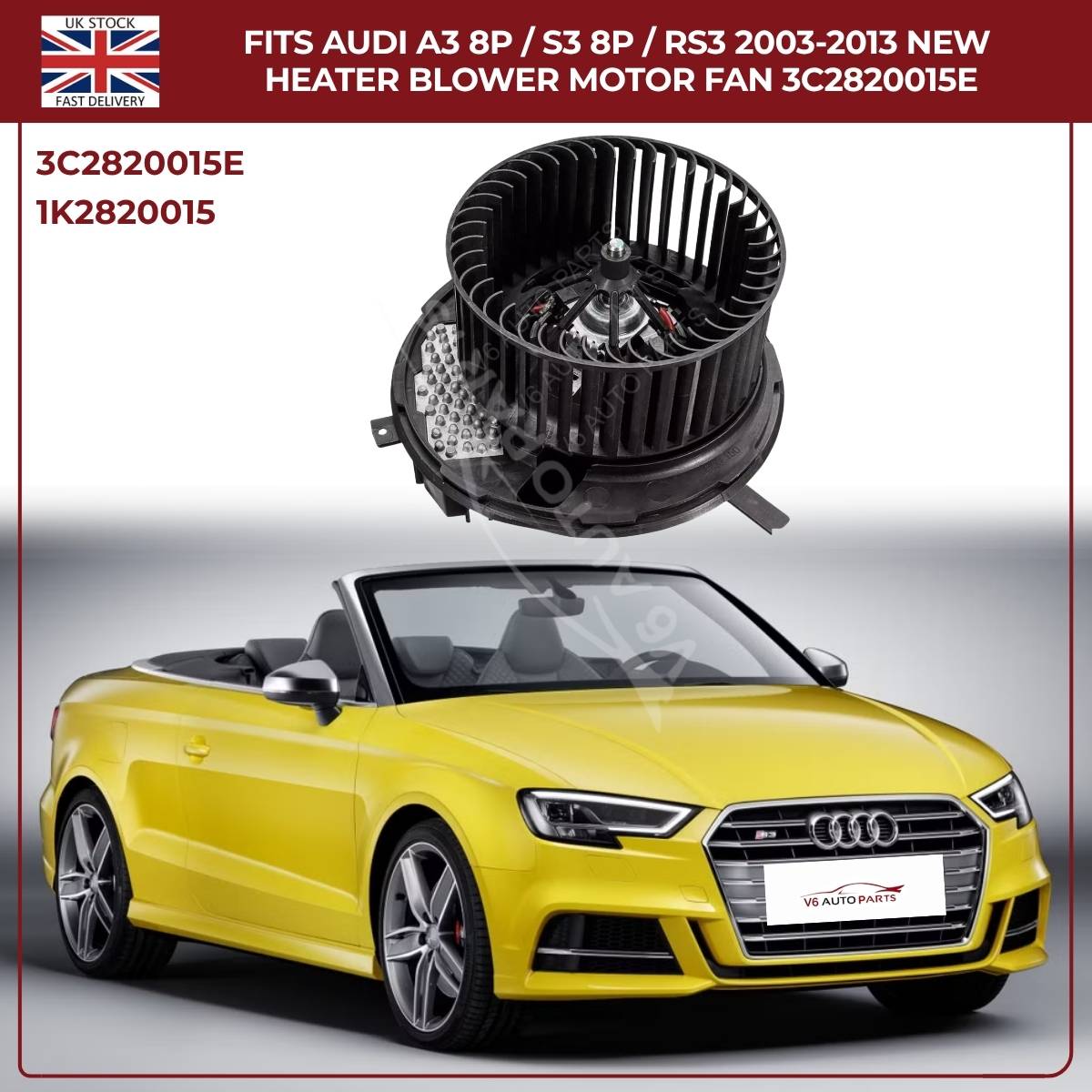 Heater Blower Motor Fan For Audi TT MK2 2006–2014 / A3 8P S3 – OEM 1K2820015A, 3C2820015E