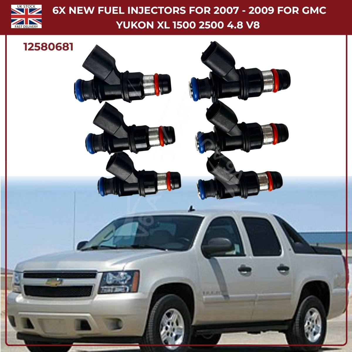 Set of 6 High-Flow Fuel Injectors | Fits 2005–2006 Chevrolet SSR 5.3L & 6.0L V8 Petrol | OEM 12580681 Replacement