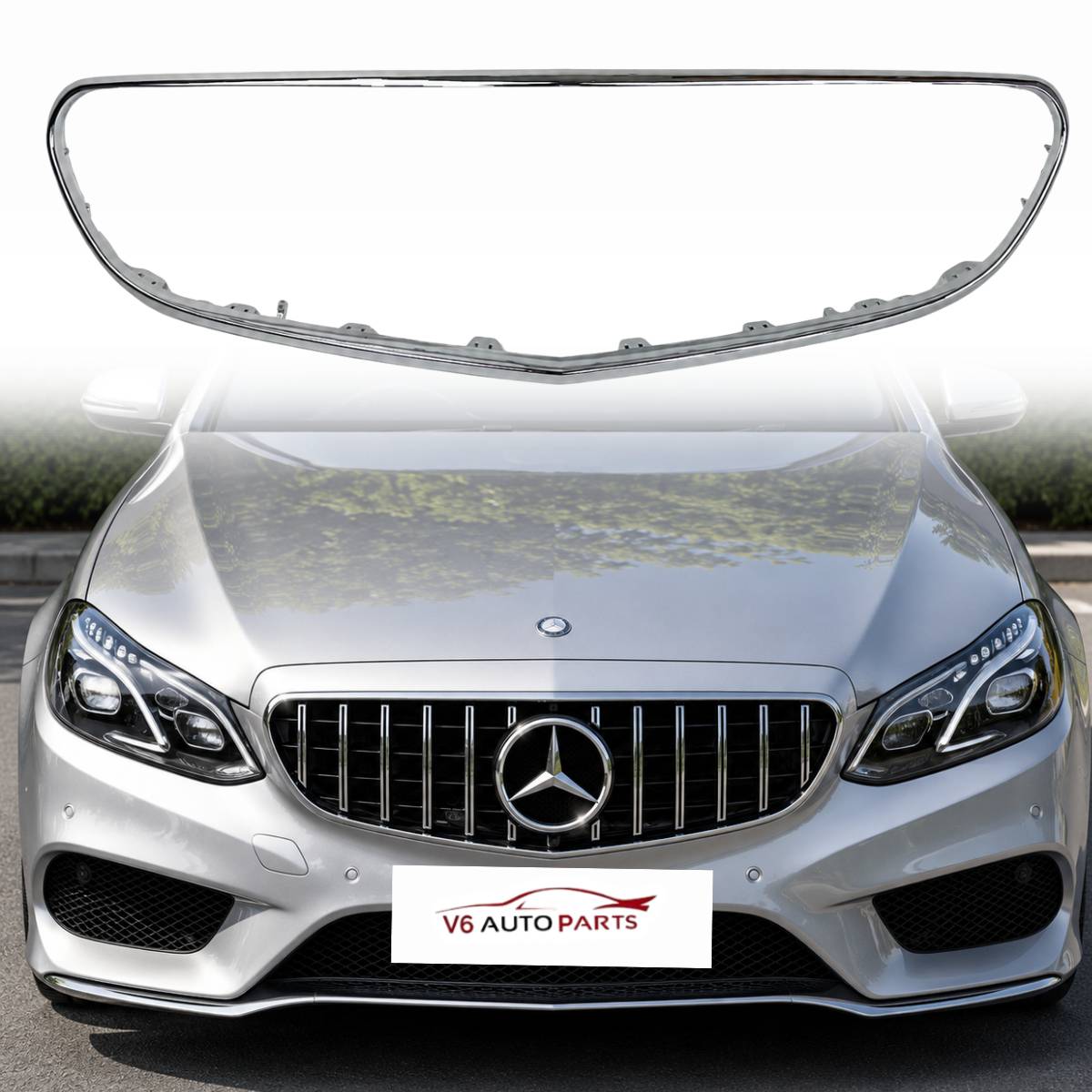 Front Surround Chrome Trim Grille – Fits Mercedes Benz E‑Class W212 (2013‑2016, Facelift Models)