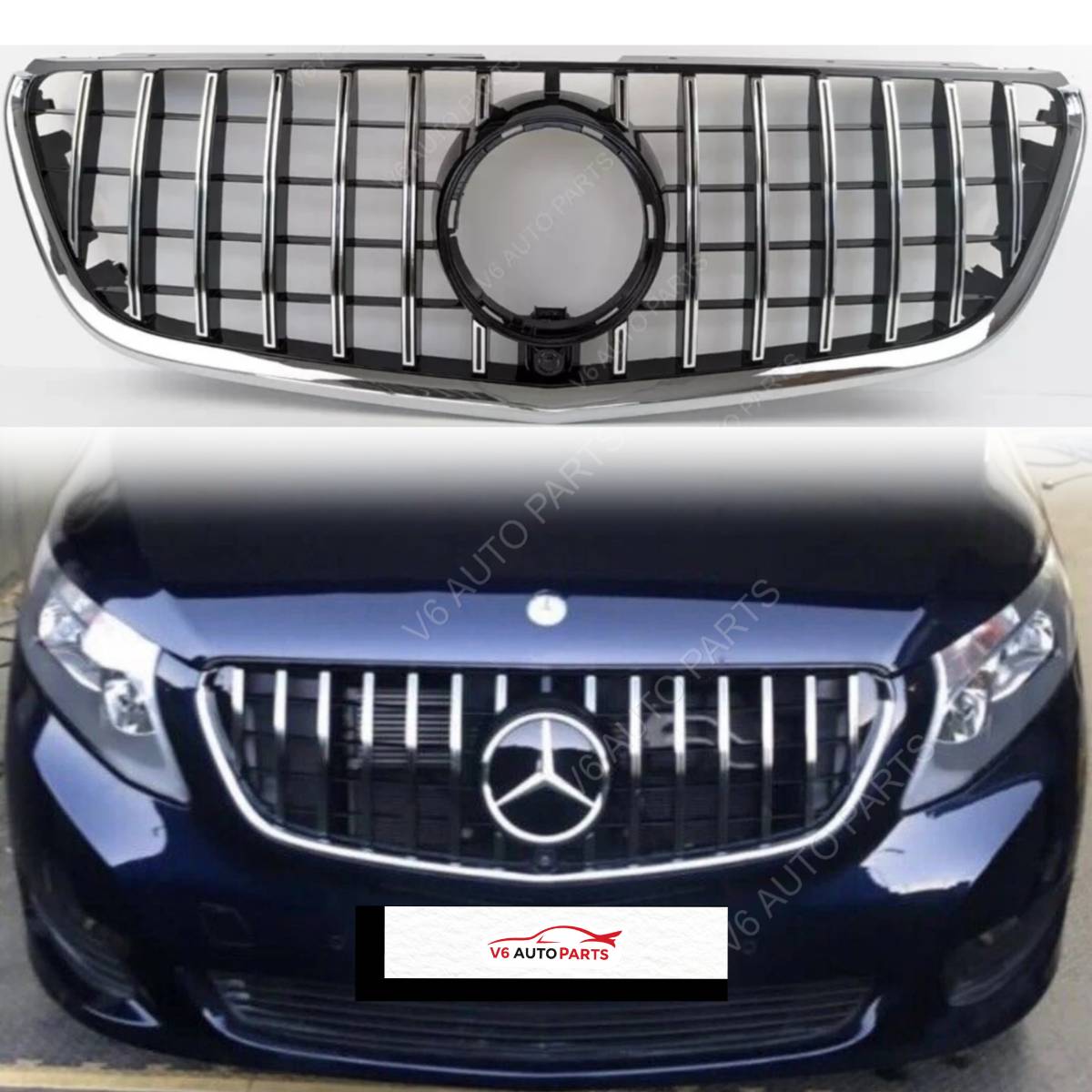 For Mercedes-Benz Vito W447 114CDI Panamericana Front Grille – Chrome Slats (2014–2023)