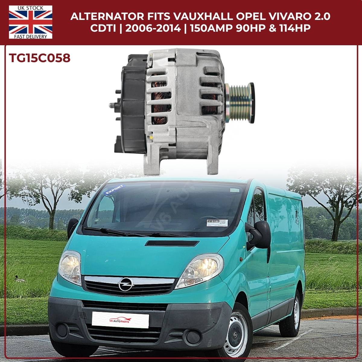 TG15C058 Alternator – 12V 150A | Fits 2006‑2014 Opel/Vauxhall Vivaro A 2.0 CDTi Diesel