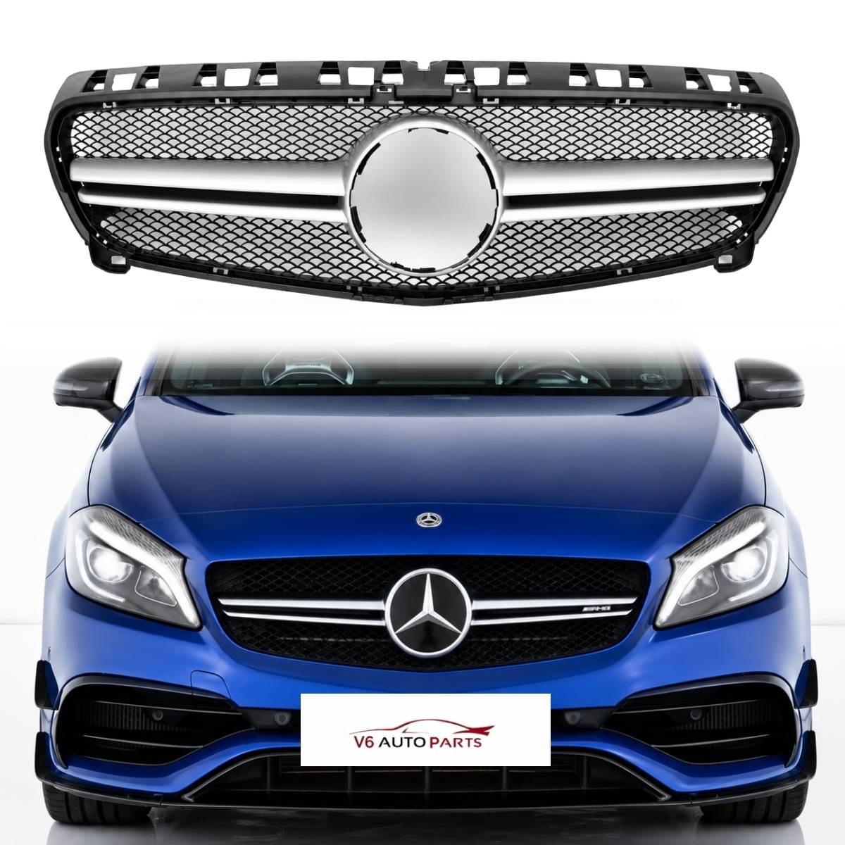 Vorderer Kühlergrill aus Chrom für Mercedes-Benz A-Klasse W176 A45 AMG 2012–2015