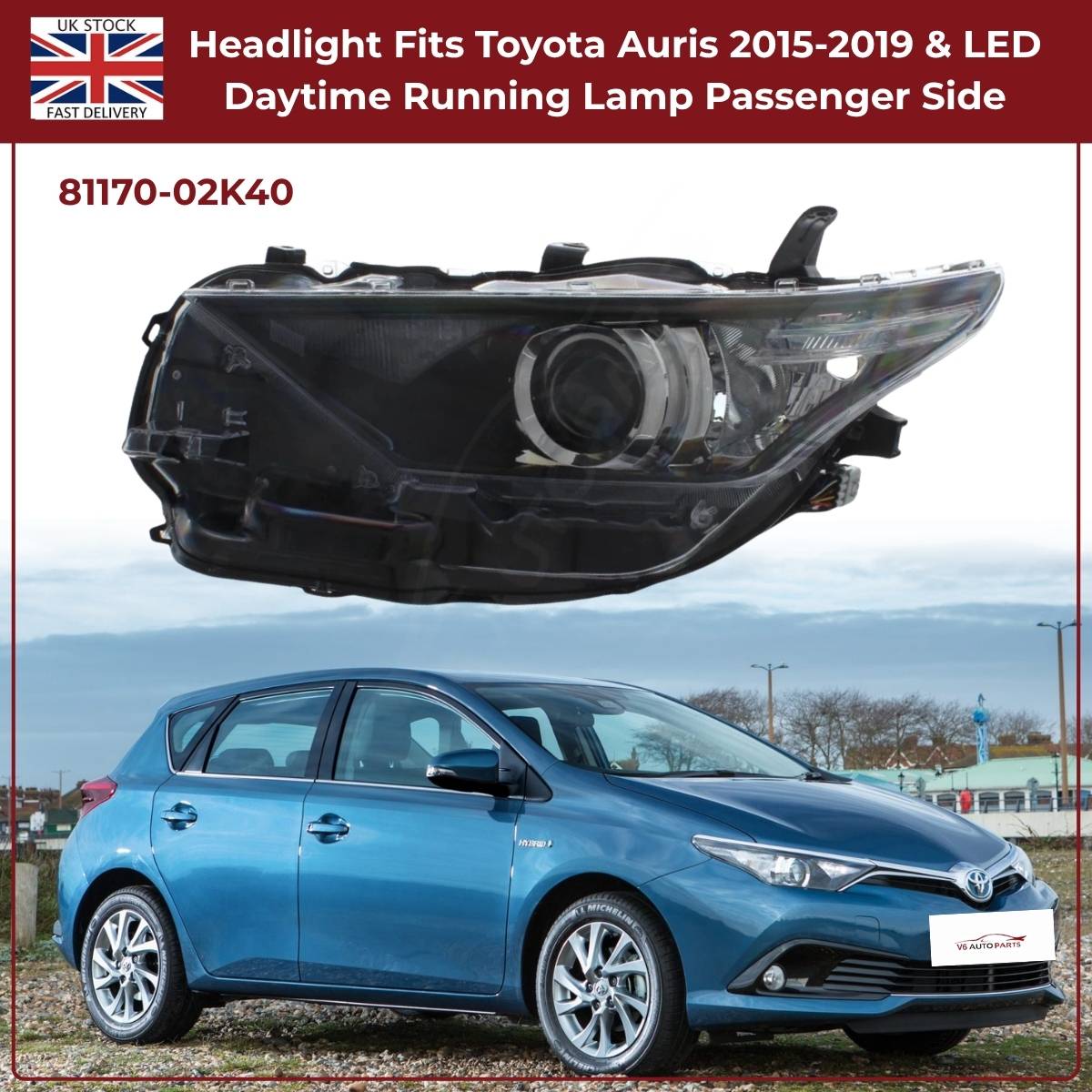 Toyota Auris 2015‑2019 LED Headlight Passenger Side – With DRL