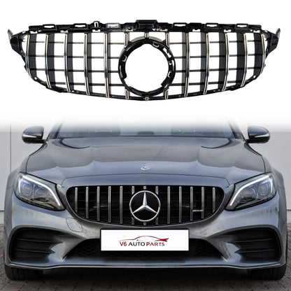 Front Radiator Panamericana Chrome Grille – Mercedes C‑Class A205 C300 C180d C43 GTR (2018–2020)