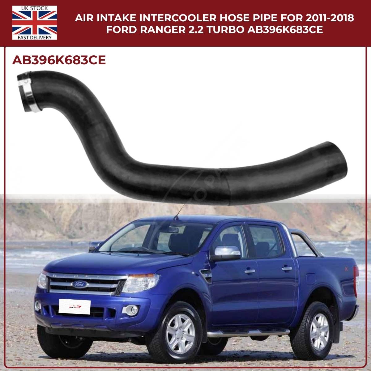 Black Intercooler Turbo Air Intake Hose Pipe – Fits Ford Ranger 2.2 TDCi (2011–2018) AB396K683CE