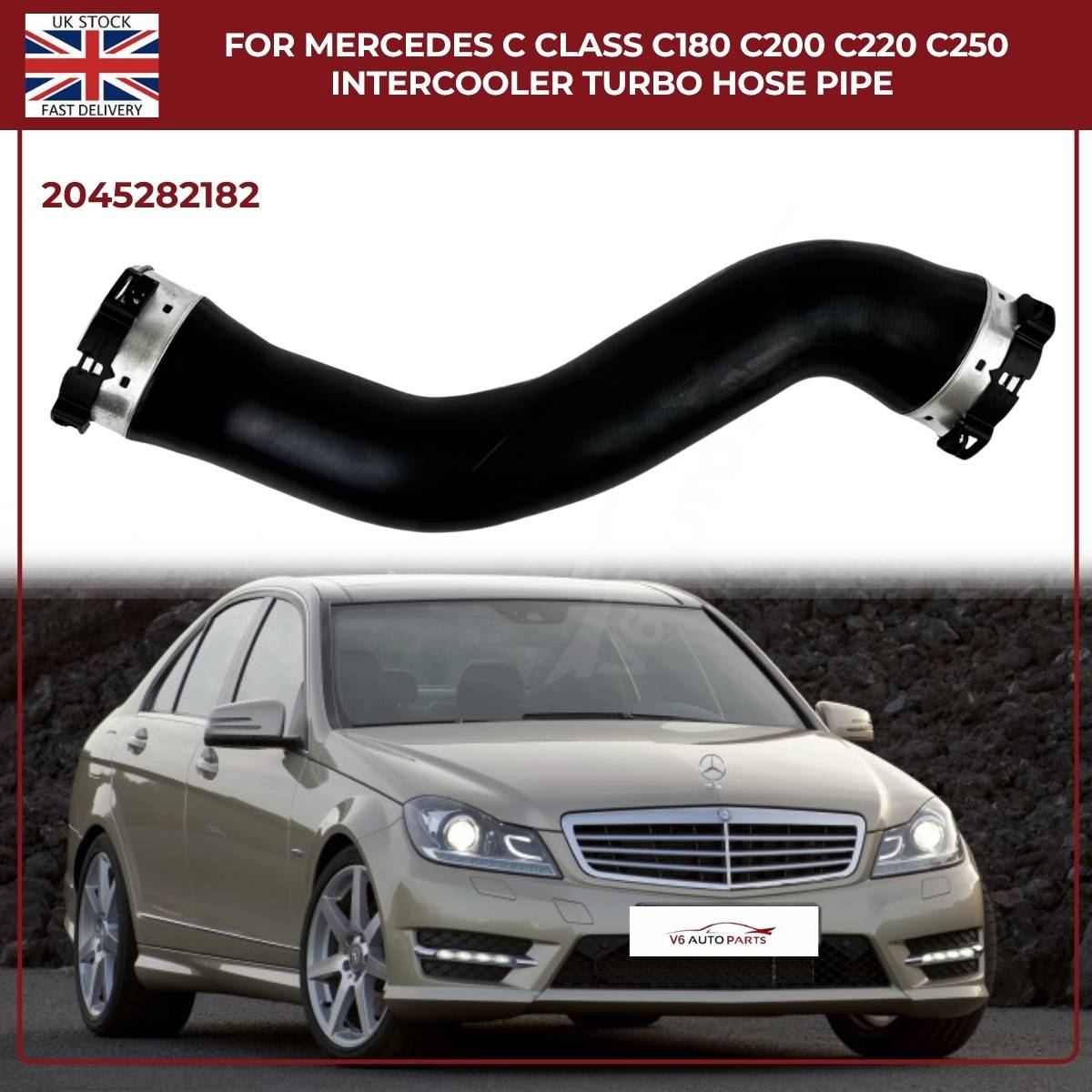 Mercedes C‑Class Intercooler Turbo Hose Pipe – C180 C200 C220 C250 | OE 2045282182 – Black Grille