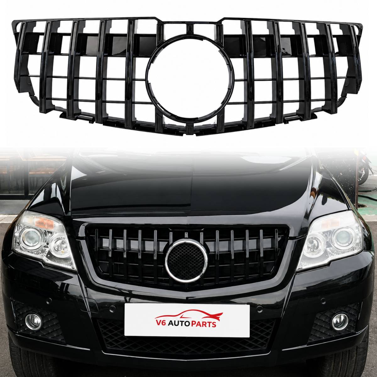 For Mercedes-Benz GLK-Class X204 (2008–2012) GLK250 Front Radiator Grille – Black Panamericana GT Style