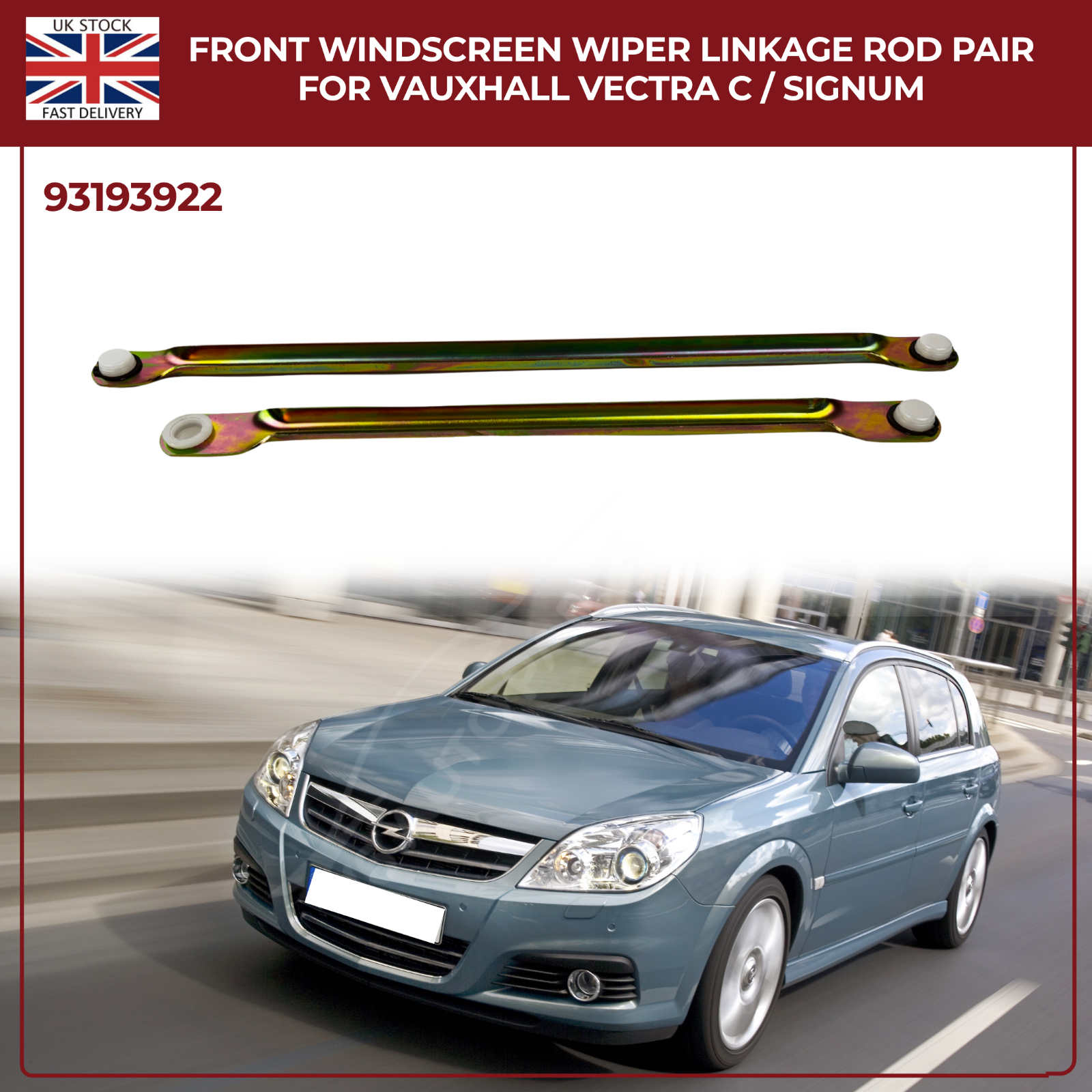Front Windscreen Wiper Linkage Rod Pair For Vauxhall Vectra C / Signum