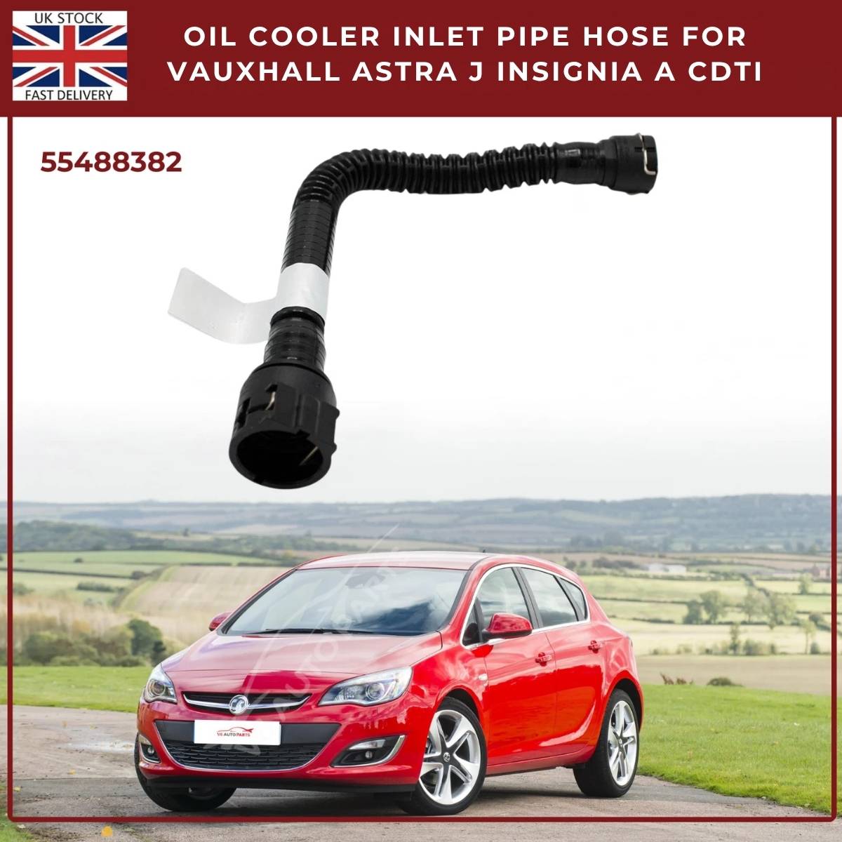 Vauxhall Opel Saab Chevrolet Black Left Oil Cooler Inlet Hose Pipe 55488382