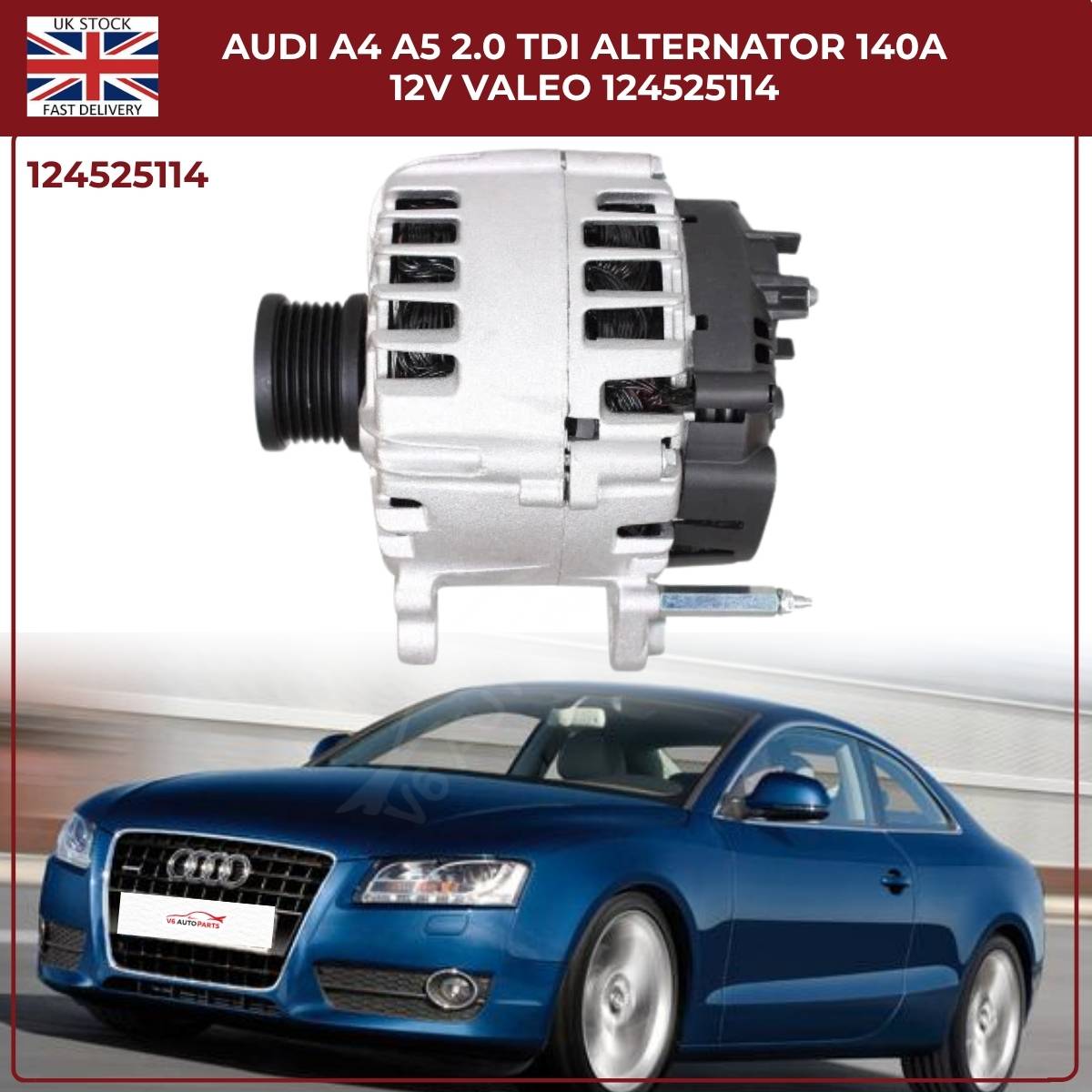 Bosch/VALEO Alternator 140A 12V – Fits Audi A4 A5 2.0 TDI – Part No. 0124525114