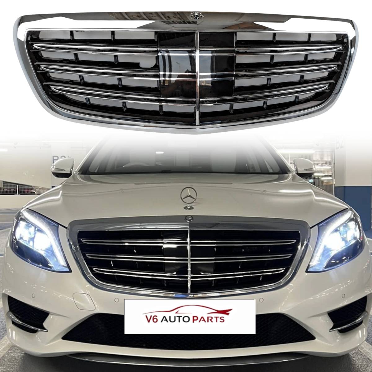 For Mercedes S-Class W222 S65 Maybach Front Radiator Chrome Grille (2014–2020)