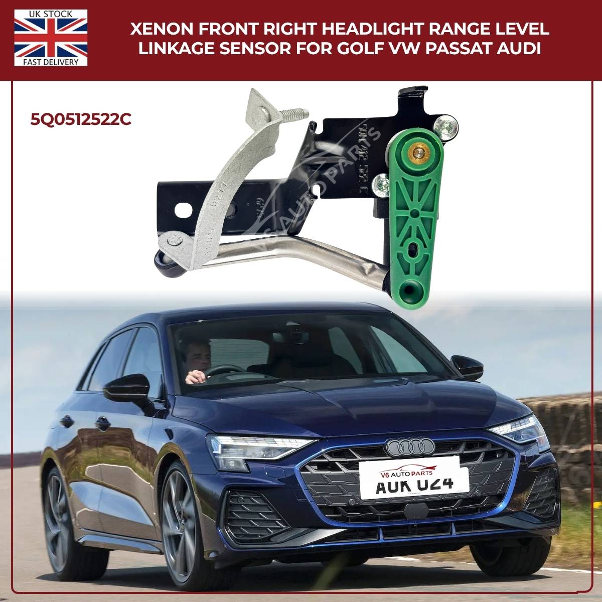 Front Right Suspension Height Sensor – For VW Tiguan / Seat Leon / Skoda Octavia – 5Q0412522C