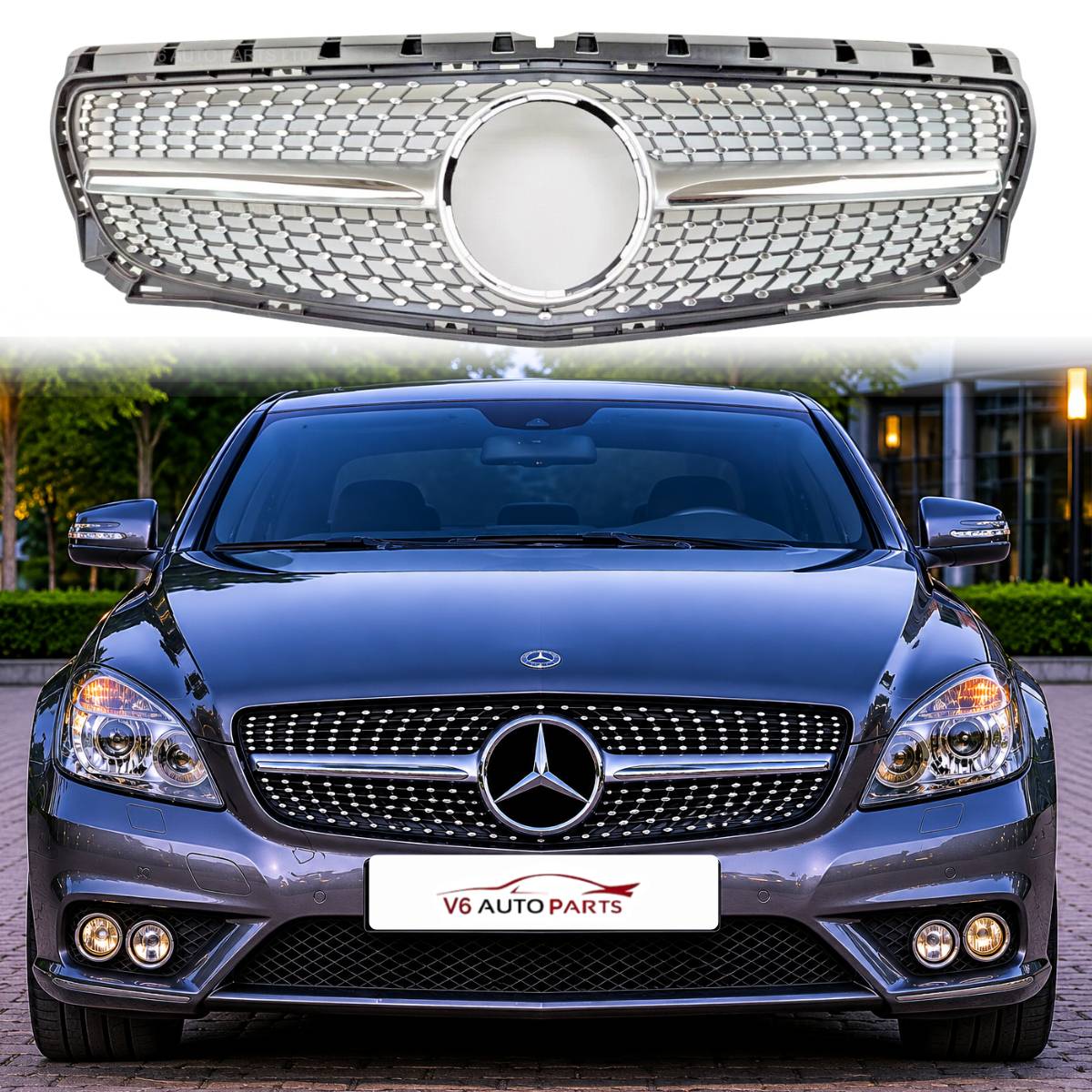 For Mercedes Benz B‑Class W246 Front Bumper Chrome Diamond Grille – Fits B180 & B250 (2011–2014)