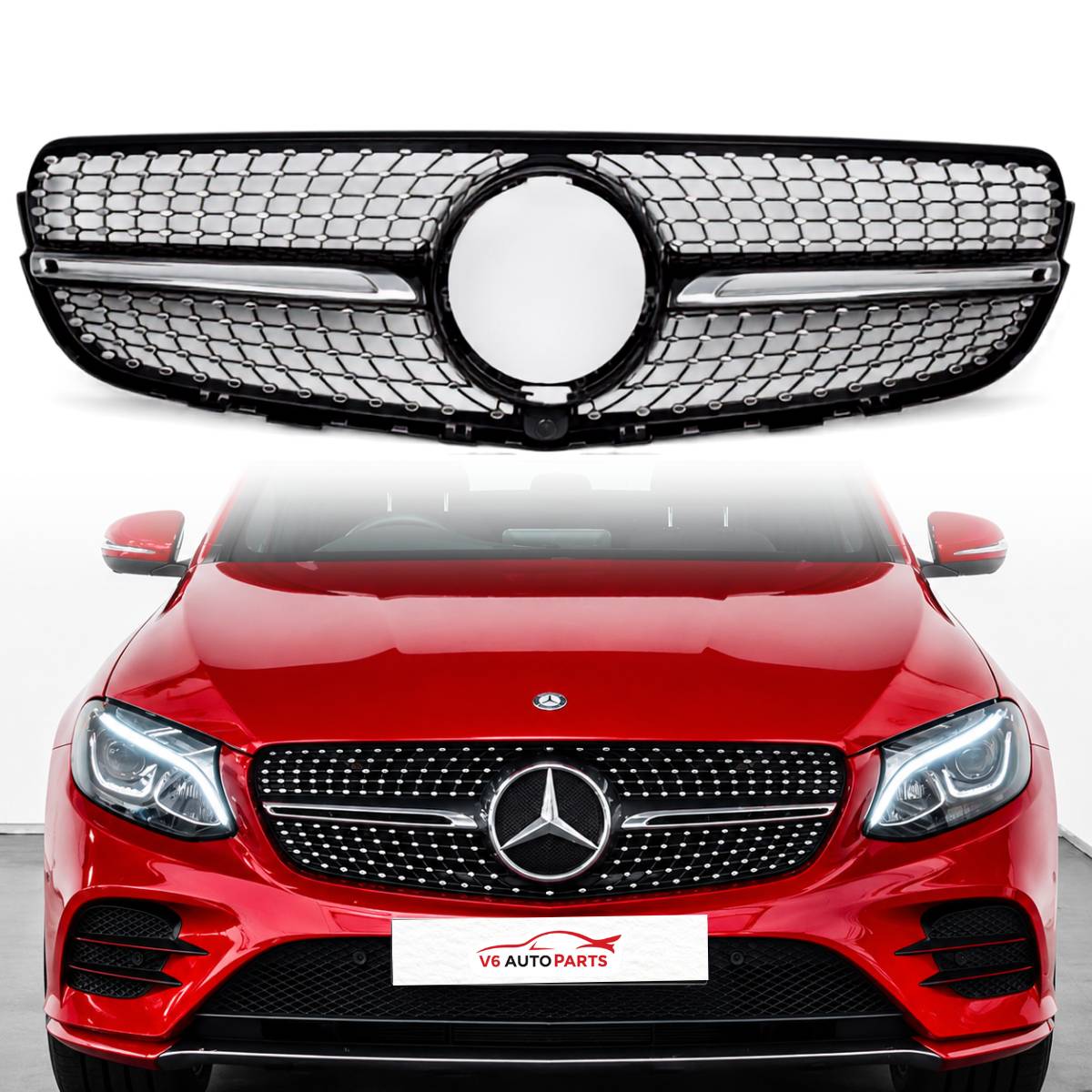 For Mercedes‑Benz GLC‑Class X253/Coupe Front Bumper Grille – Fits GLC400 & GLC450 (2015–2019 AMG Style Upgrade)