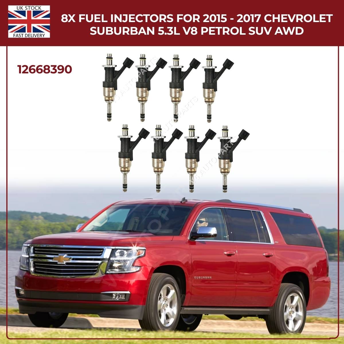 Set of 8 Fuel Injectors For Chevrolet Suburban 2015–2017 5.3L V8 (VIN C) – Direct Fit OEM Replacement #4555