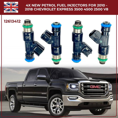 4× Fuel Injectors 12613412 – Fits 2010–2013 Chevrolet Suburban 2500 HD 6.0L V8 Petrol
