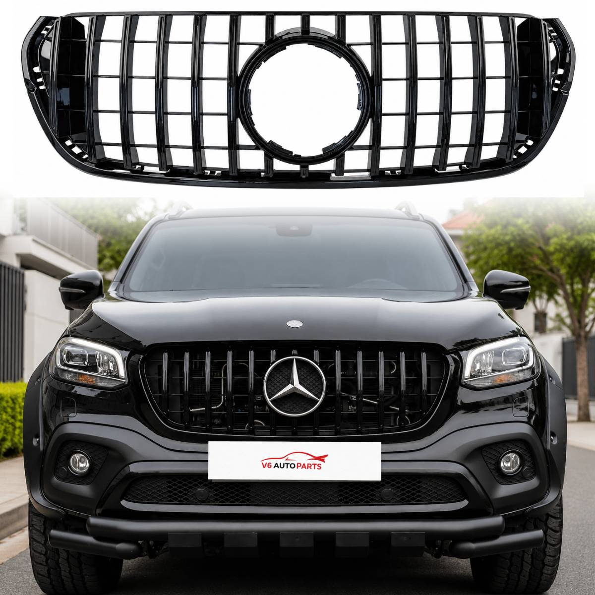 Frontstoßstange, glänzend schwarzer Kühlergrill für Mercedes Benz X-Klasse 2019–2022, X470 250D GT 