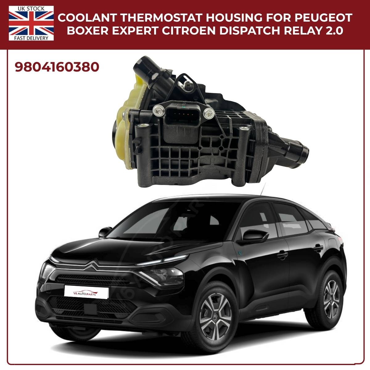Coolant Thermostat Housing 9804160380 for Ford, Peugeot, Toyota & Vauxhall 2.0 Diesel Engines