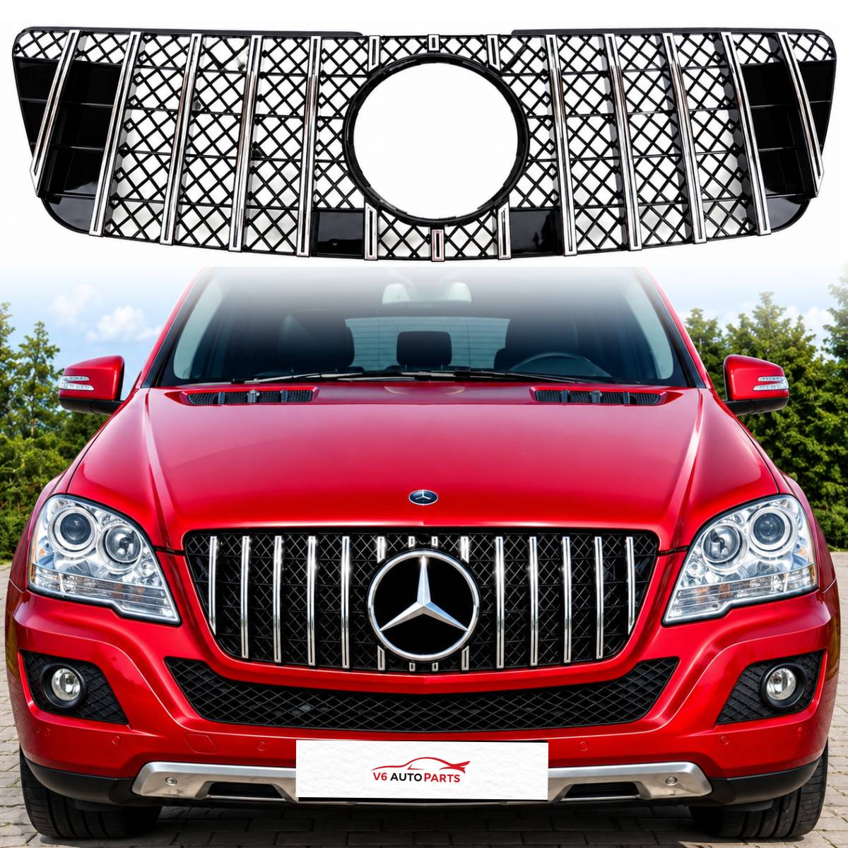 Front Radiator Sport GT Chrome Grille – Mercedes M-Class W164 ML320 ML350 ML550 (2009–2012)