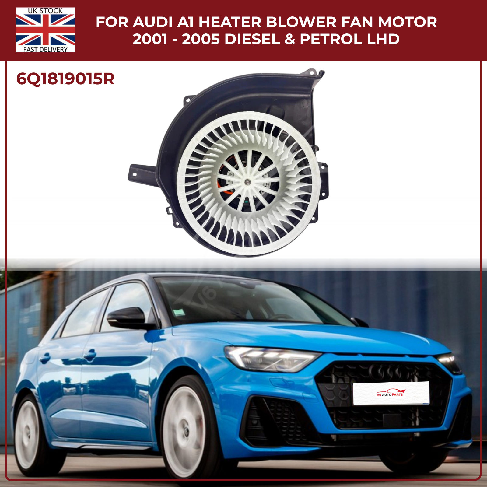 Audi A1 Heater Blower Fan Motor (2001–2005) Diesel & Petrol – OEM Part #6Q1819015 – Left-Hand Drive