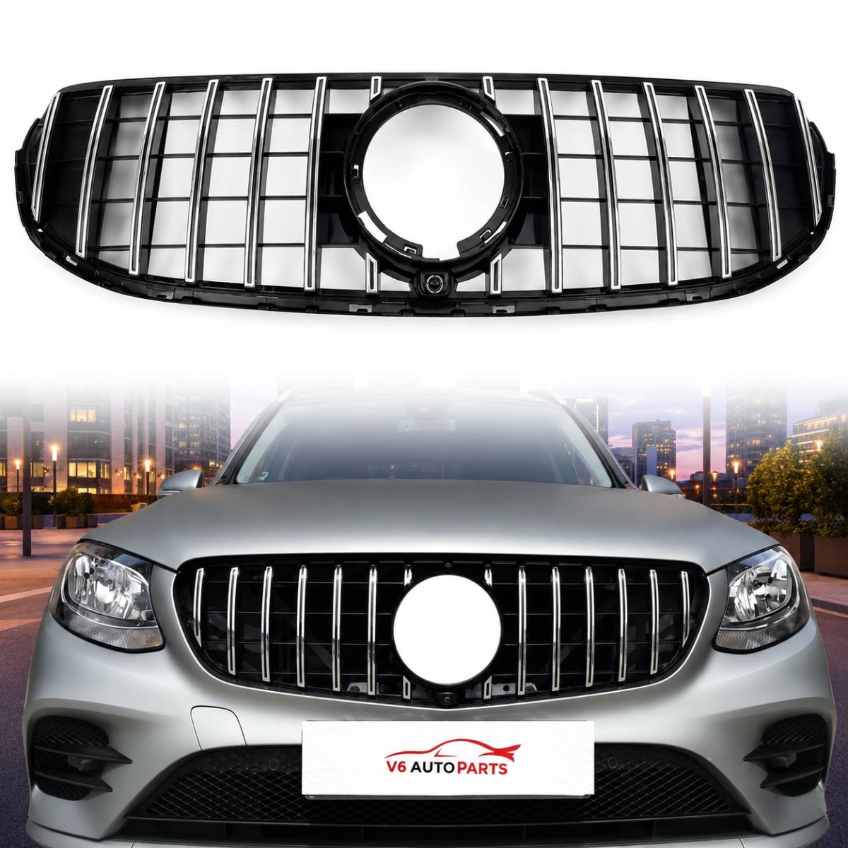 Front Bumper Panamericana Chrome Grille – Fits Mercedes-Benz GLC-Class X253 (GLC 200d, GLC 300 | 2019–2023 Facelift)