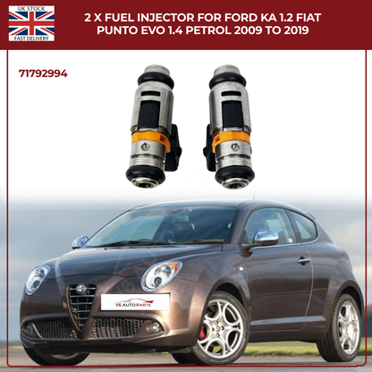 2× Fuel Injectors 71792994 – Fits 2009–2019 Ford Ka 1.2 & Fiat Punto Evo 1.4 Petrol