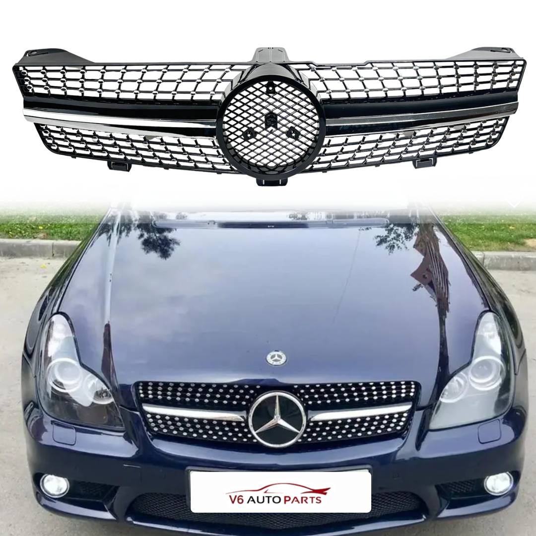 For Mercedes Benz CLS-Class C219 Front Bumper Diamond Chrome Grille (2008–2010 | CLS200, CLS280, CLS320, CLS350, CLS500, CLS63 AMG)