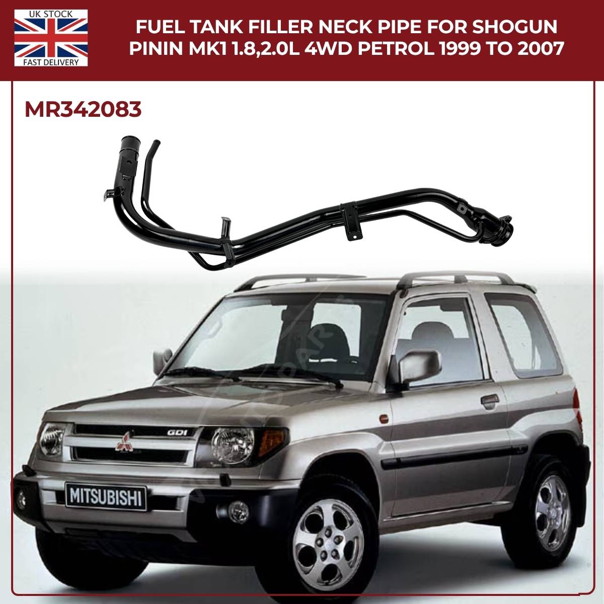Fuel Filler Neck Pipe MR342083 for Mitsubishi Shogun Pinin MK1 1999–2007 AWD Petrol 1.8