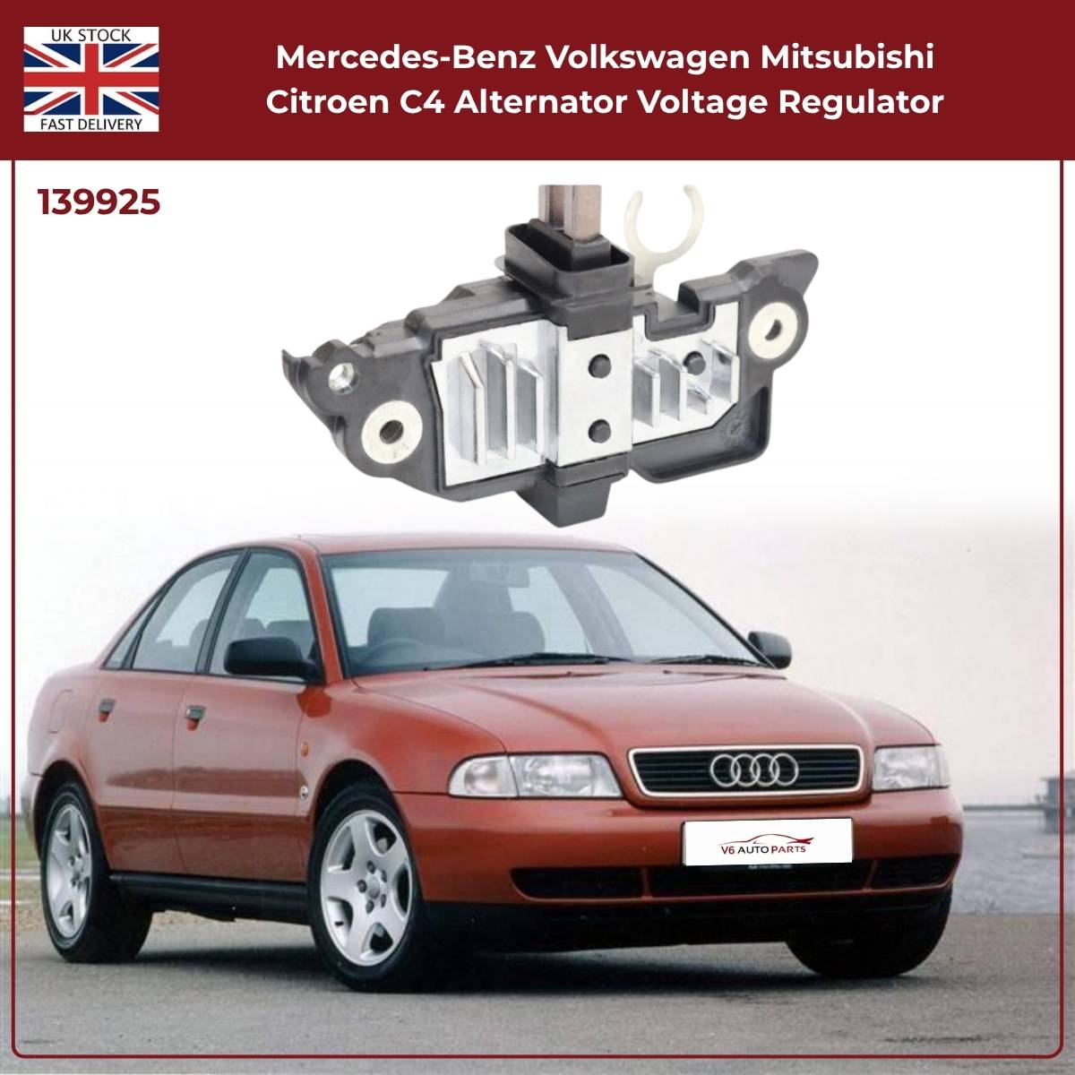 Alternator Voltage Regulator - Fits Mercedes-Benz, Volkswagen, Mitsubishi, Citroën C4 & More (OE Ref 139925)