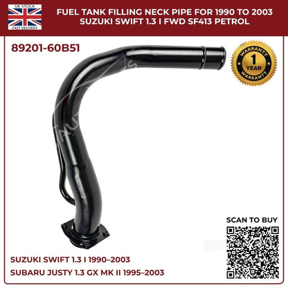 Fuel Tank Filler Neck Pipe For Suzuki Swift 1.3 (1990–2003) & Subaru Justy Mk2 1.3 Petrol – OEM‑Spec Replacement