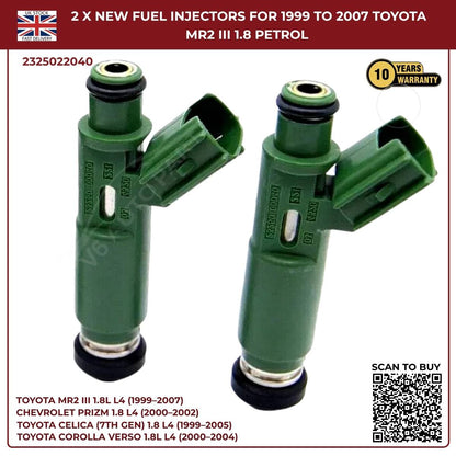 2 x Fuel Injectors – 23250‑22040 – Fits 2000‑2002 Chevrolet Prizm 1.8L L4 Petrol Saloon