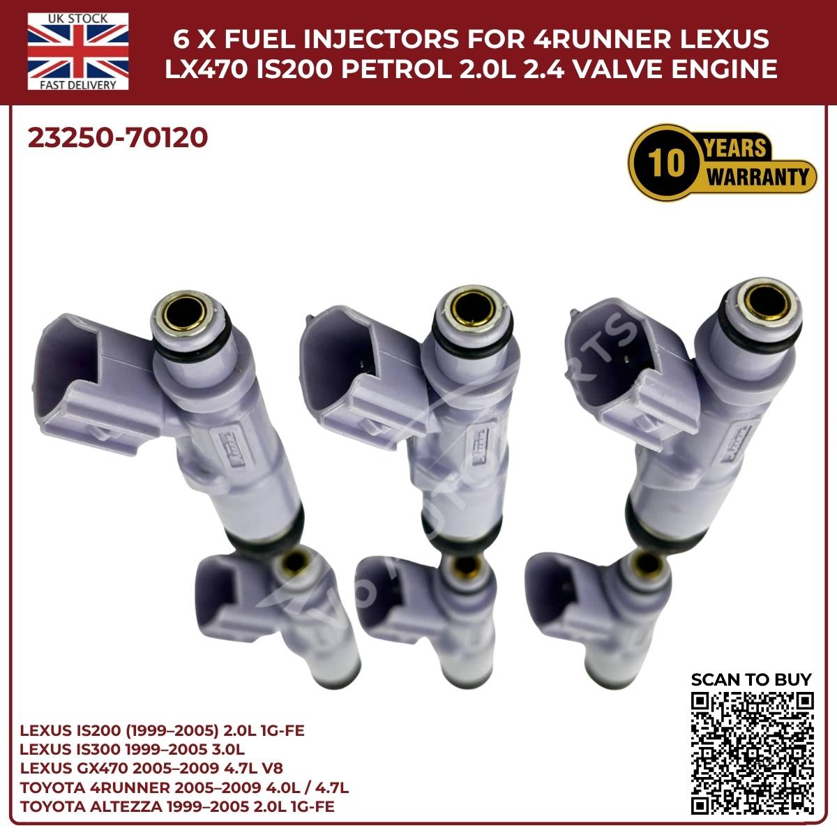 Image of 23250-70120 fuel injectors for Lexus IS200 1999–2005