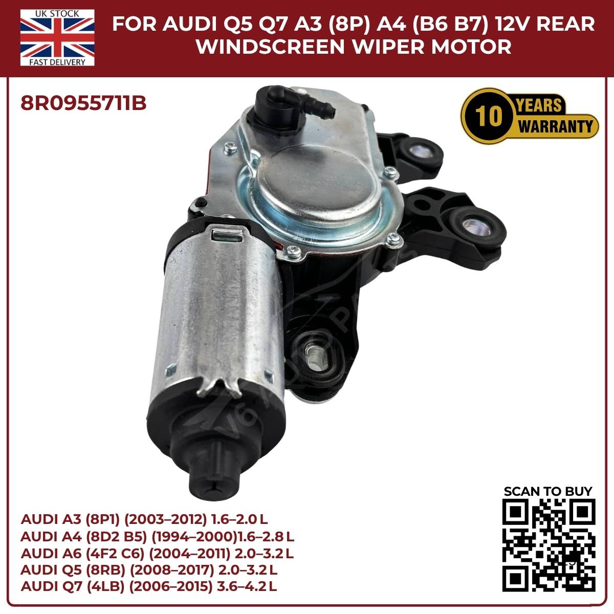 image of Rear Window Wiper Motor Assembly for Audi A6 C6 8E9955711A