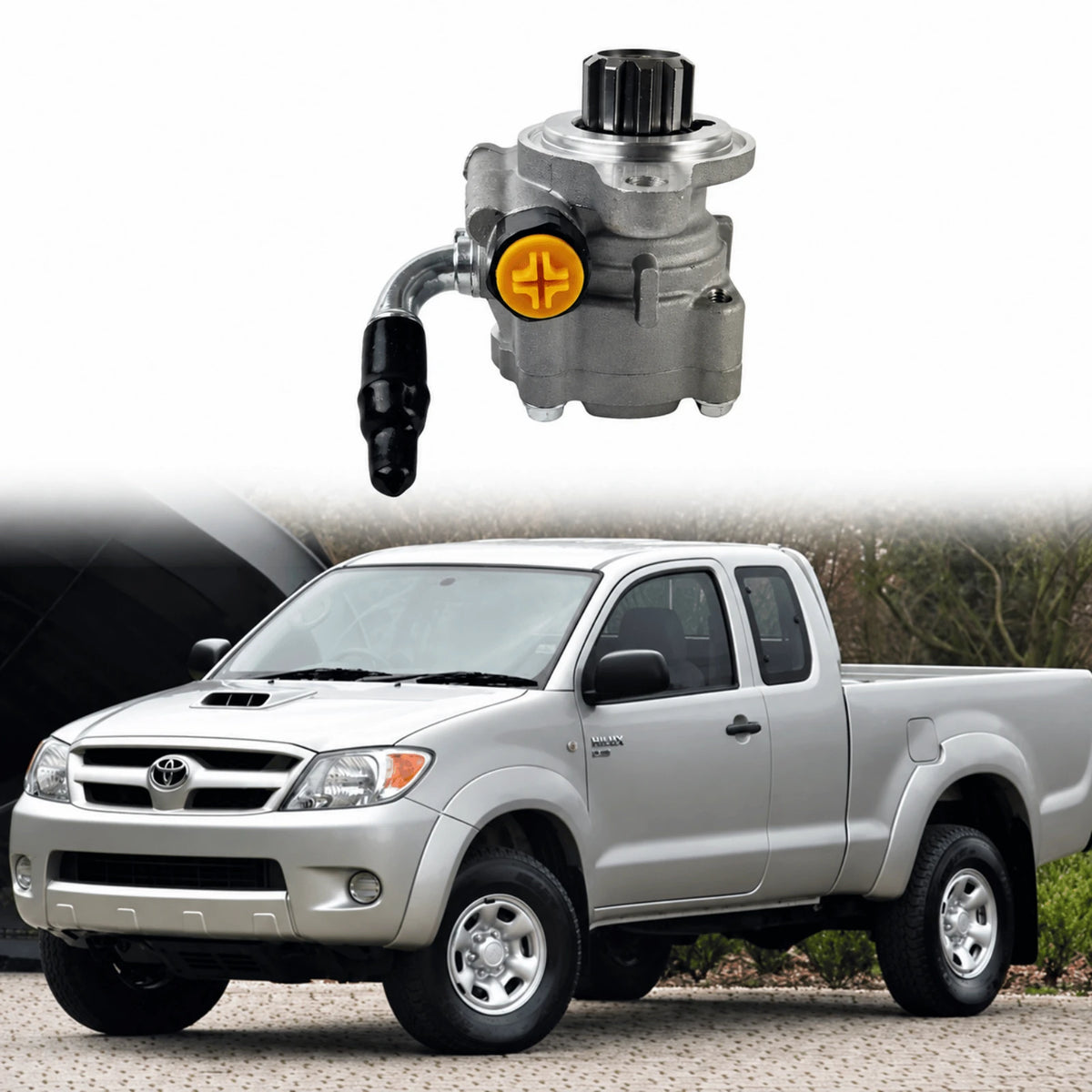 Image of power steering pump 44310-0K040 for Toyota Fortuner 1KD and 2KD diesel