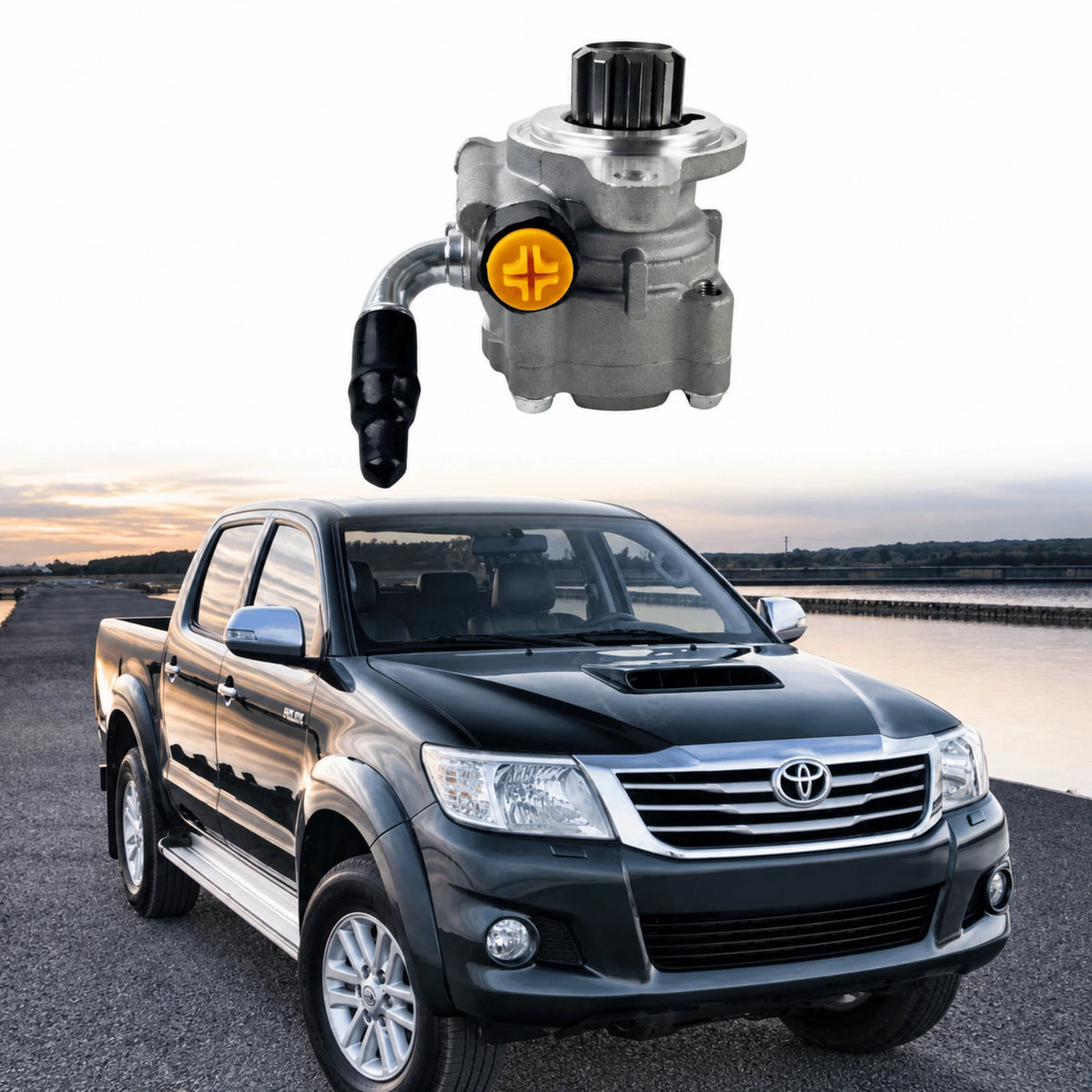 Image of power steering pump 44310-0K040 for Toyota Hilux 1KD and 2KD diesel