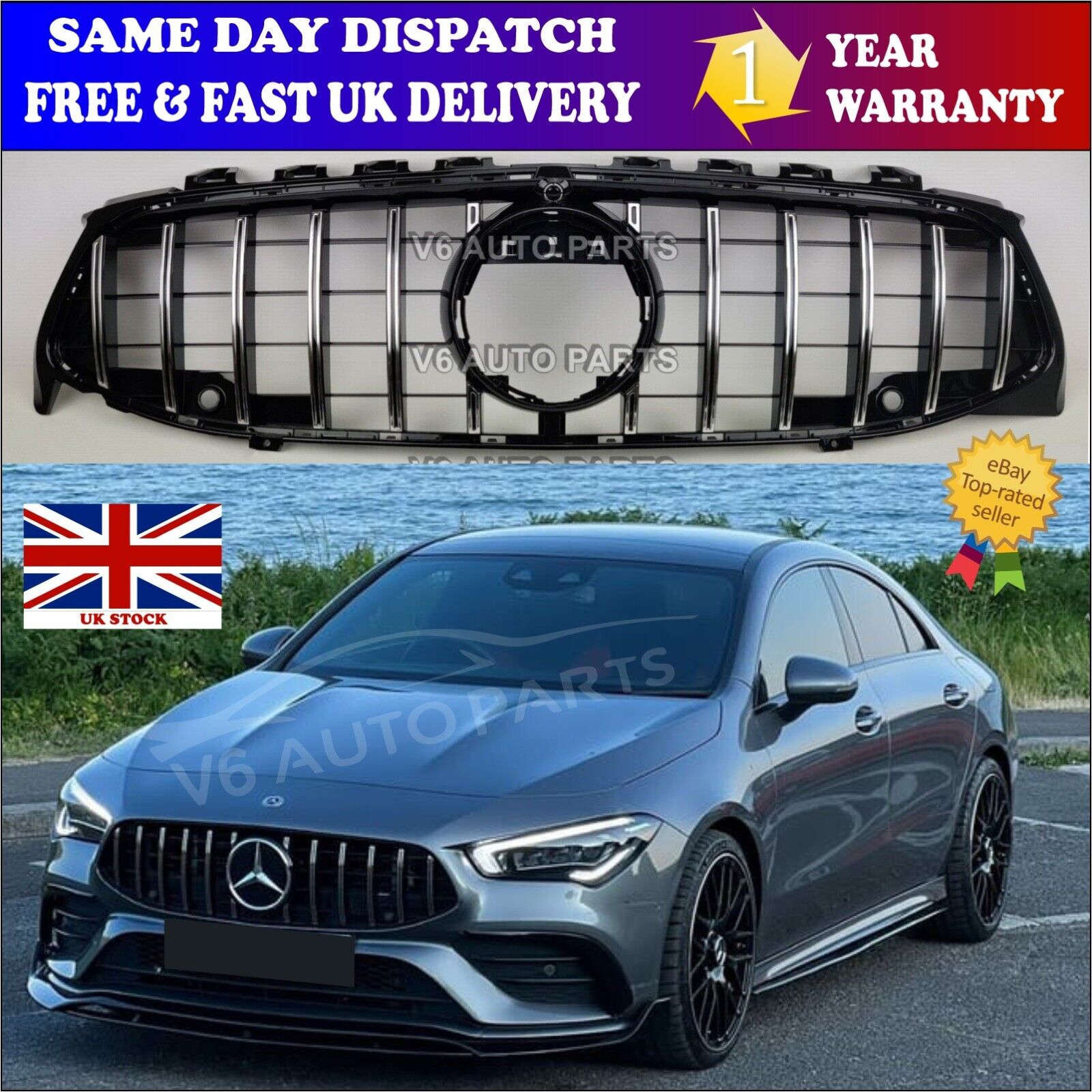 For Mercedes CLA-Class W118 CLA200d Front Radiator Grille 2019-2023 GT Facelift