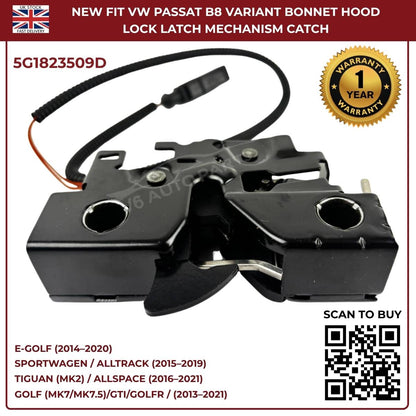 New Bonnet Hood Lock Catch Mechanism for VW Golf MK7 2013–2018 – OEM Ref 5G1823509D