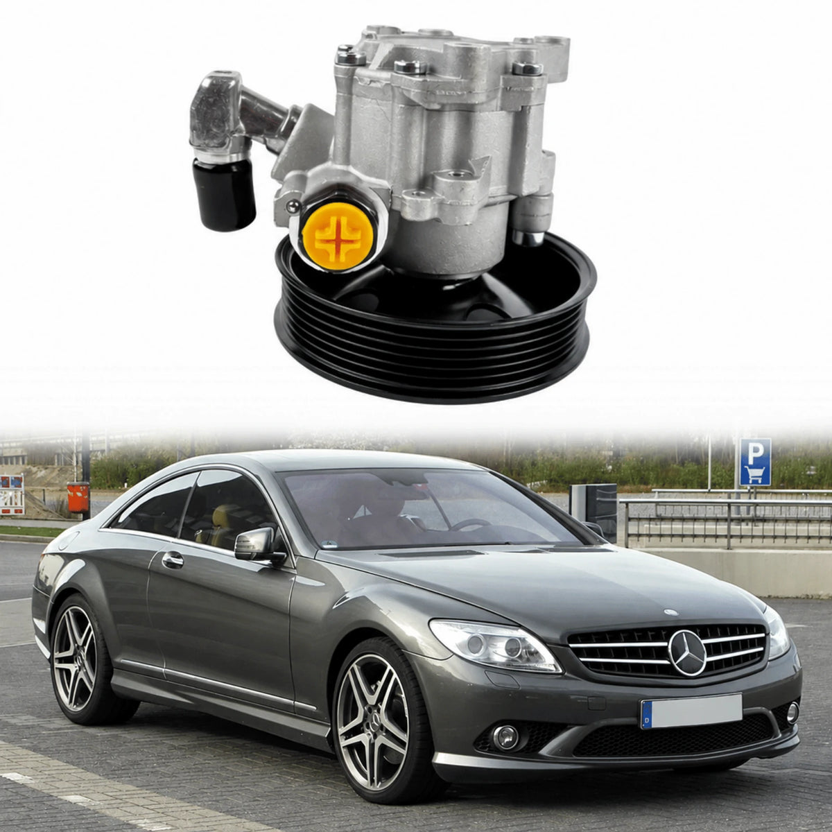 Image of Mercedes petrol hydraulic steering pump 44669101