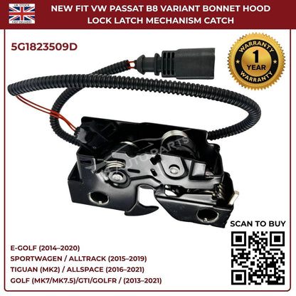 New Bonnet Hood Lock Catch Mechanism for VW Golf MK7 2013–2018 – OEM Ref 5G1823509D