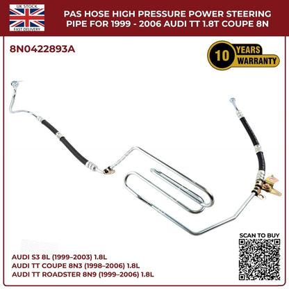 Power Steering Oil Cooling High‑Pressure Hose Pipes for Audi TT Quattro 1998–2006