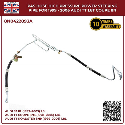 Power Steering Oil Cooling High‑Pressure Hose Pipes for Audi TT Quattro 1998–2006