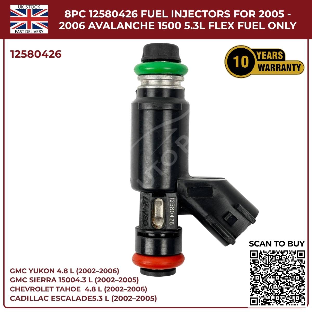 8x OEM Fuel Injectors 25326903 – Fits 2002–2006 Cadillac Escalade ESV 5.3L & 6.0L Petrol