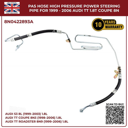 Power Steering Oil Cooling High‑Pressure Hose Pipes for Audi TT Quattro 1998–2006
