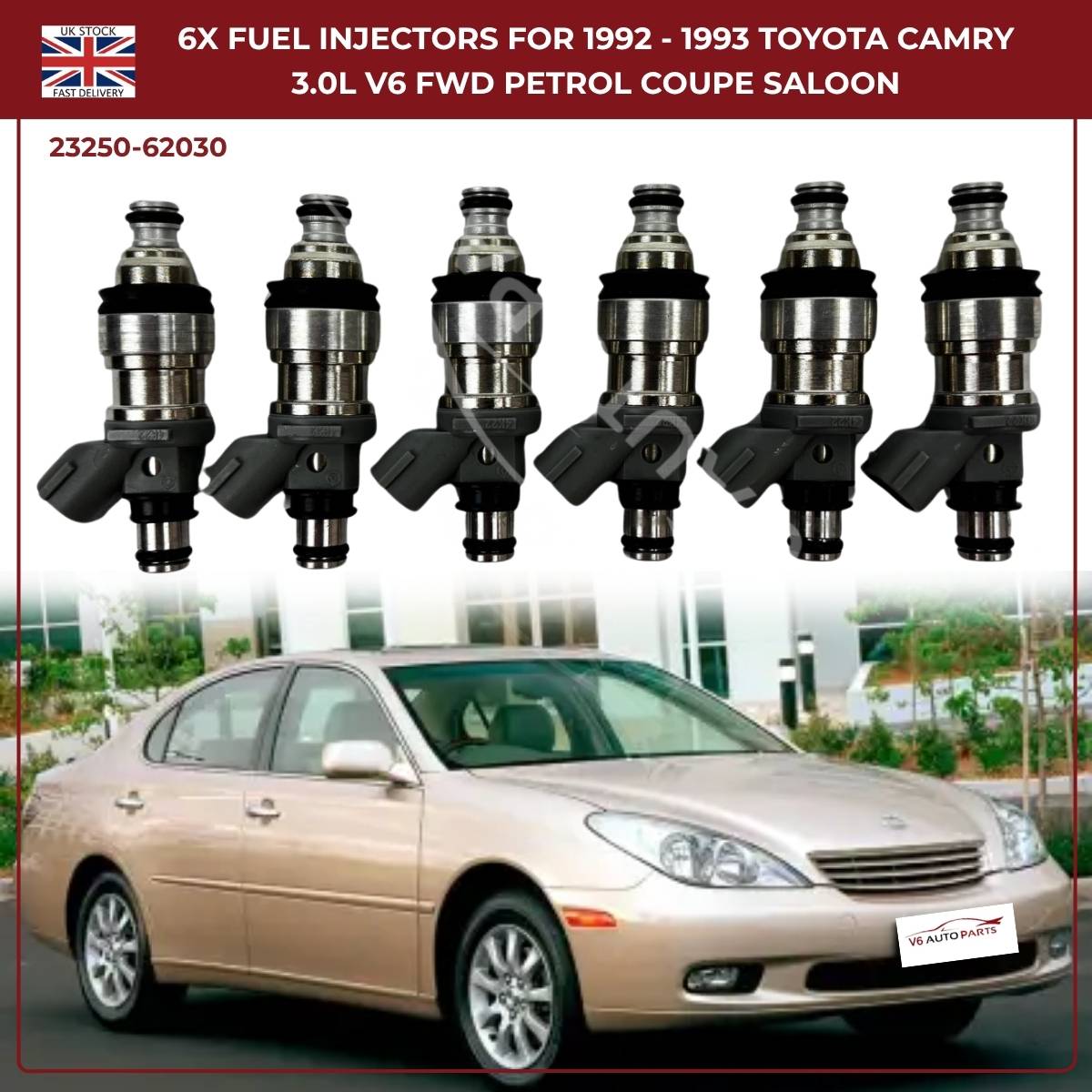 6x Fuel Injectors Set – Fits 1995–1998 Toyota 4Runner 3.4L V6 Petrol SUV (AWD/RWD) | Part #132