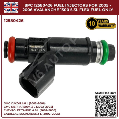 8x OEM Fuel Injectors 25326903 – Fits 2002–2006 Cadillac Escalade ESV 5.3L & 6.0L Petrol