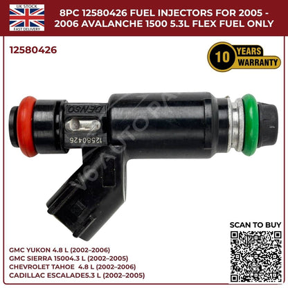 8x OEM Fuel Injectors 25326903 – Fits 2002–2006 Cadillac Escalade ESV 5.3L & 6.0L Petrol