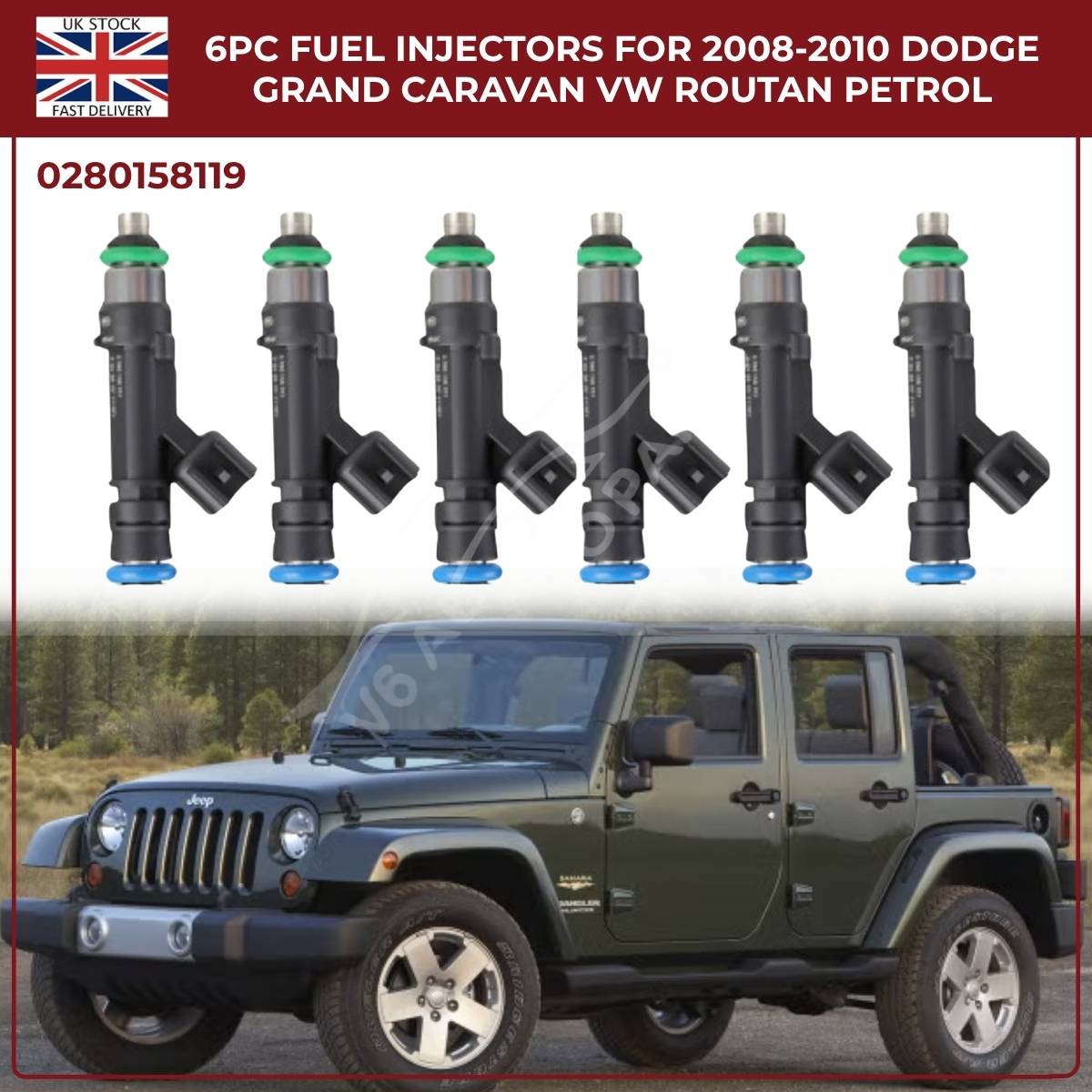 6x Fuel Injectors 04861667AA – Fits 2007‑2010 Jeep Wrangler MKIII 3.8L Petrol AWD