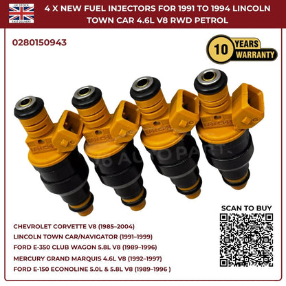 BMW Fuel Injectors Set (4pcs) – Fits 325i/325is/525i 2.5L & 750iL/850 V12 – Bosch 0280150943