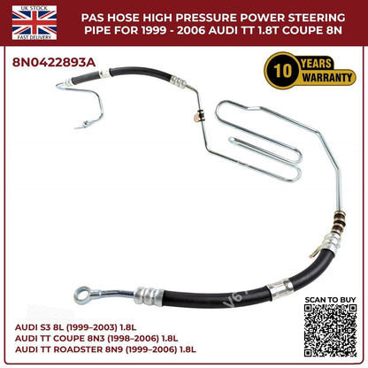 Power Steering Oil Cooling High‑Pressure Hose Pipes for Audi TT Quattro 1998–2006