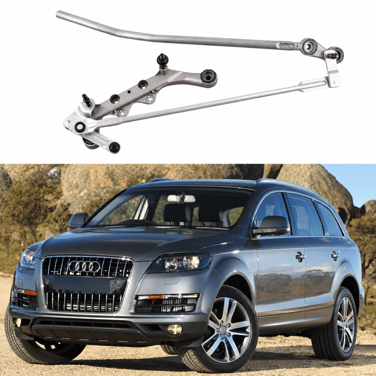 image of Audi Q7 4L SUV 2006–2015 Front Wiper Linkage Mechanism 4L2955119A